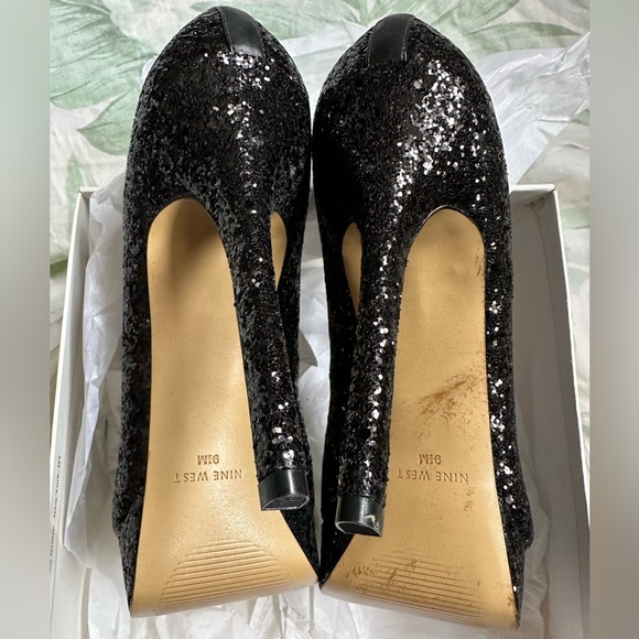 Nine West “For Tonight” Black Glitter Pumps size 9 1/2 M - Picture 5 of 11